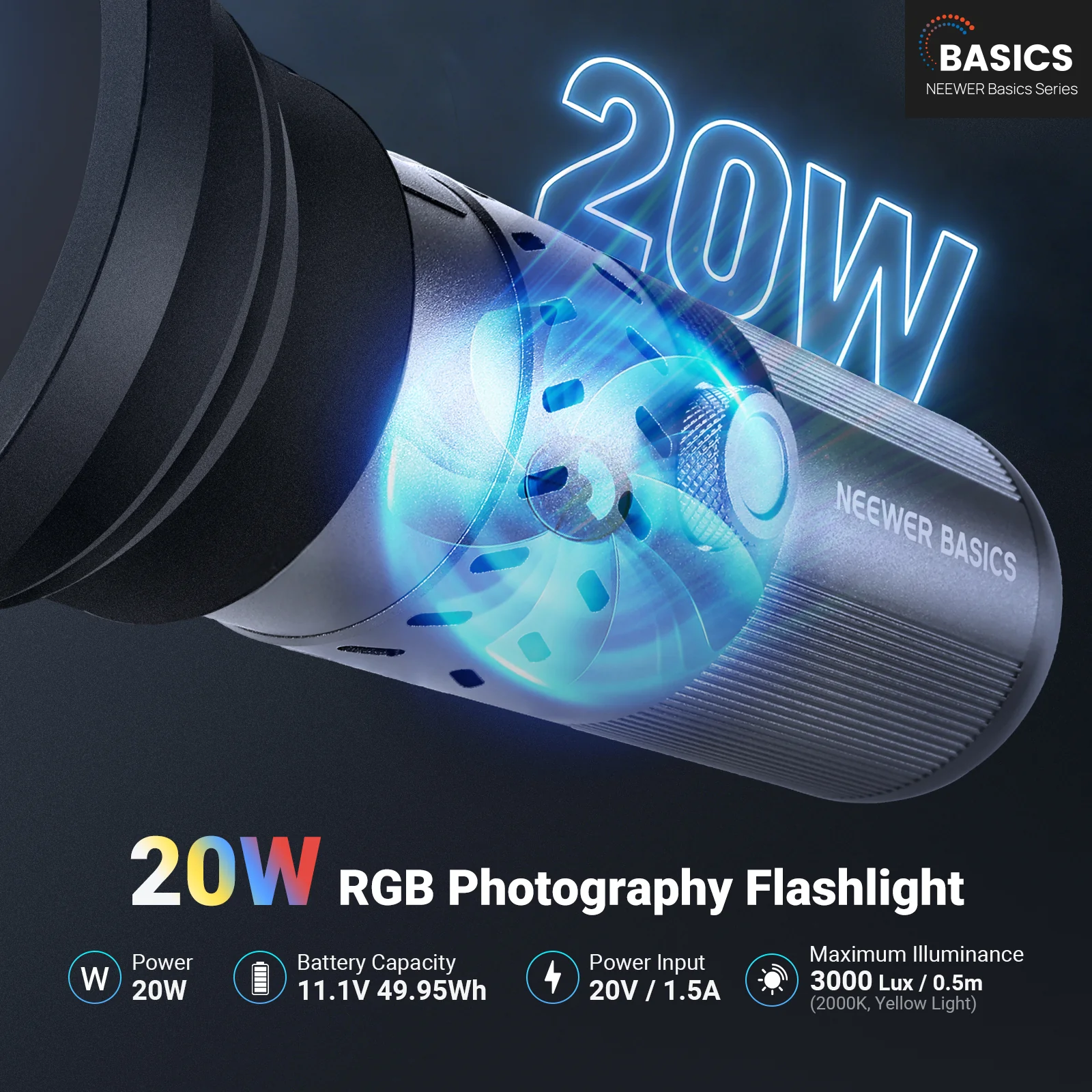 NEEWER BASICS FL20: 20W RGB po - Photography Lighting On The Go のレビューと価格