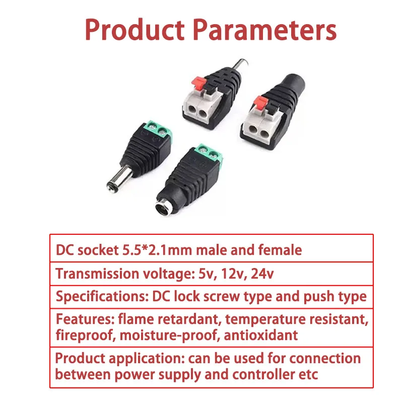 Female and Male DC Connectors  - Photography Led Lighting Kit のレビューと価格