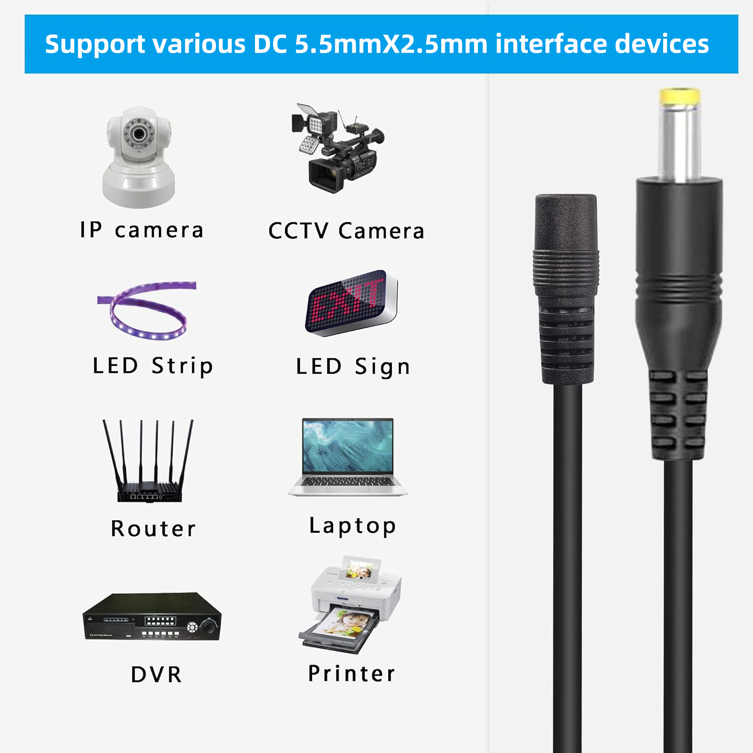 DC Power Connector Plug Cable  - Photography Led Lighting Kit のレビューと価格